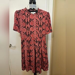 ba&sh Pink and Black Snake-Print Dress Size Medium